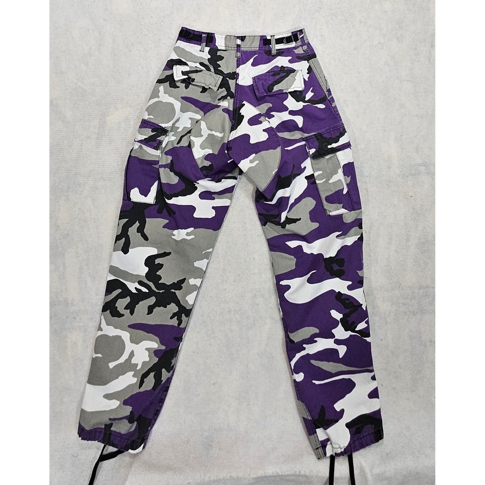 Rothco Cargo Pants Women Small 27 X 30 Purple Camo parachute Vtg Y2K 90s Baggie - Picture 7 of 12